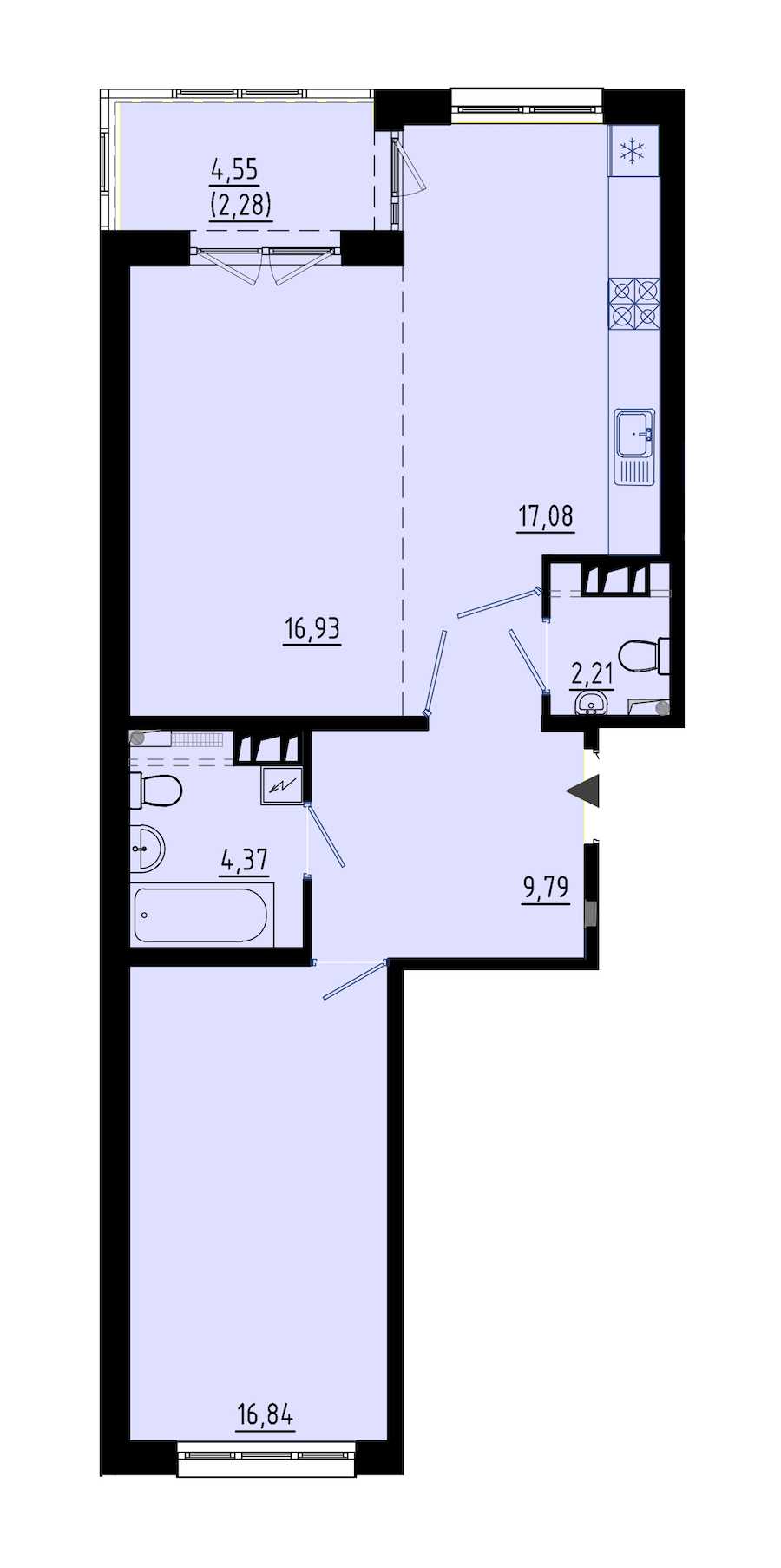 Однокомнатная квартира в : площадь 67.8 м2 , этаж: 3 – купить в Санкт-Петербурге